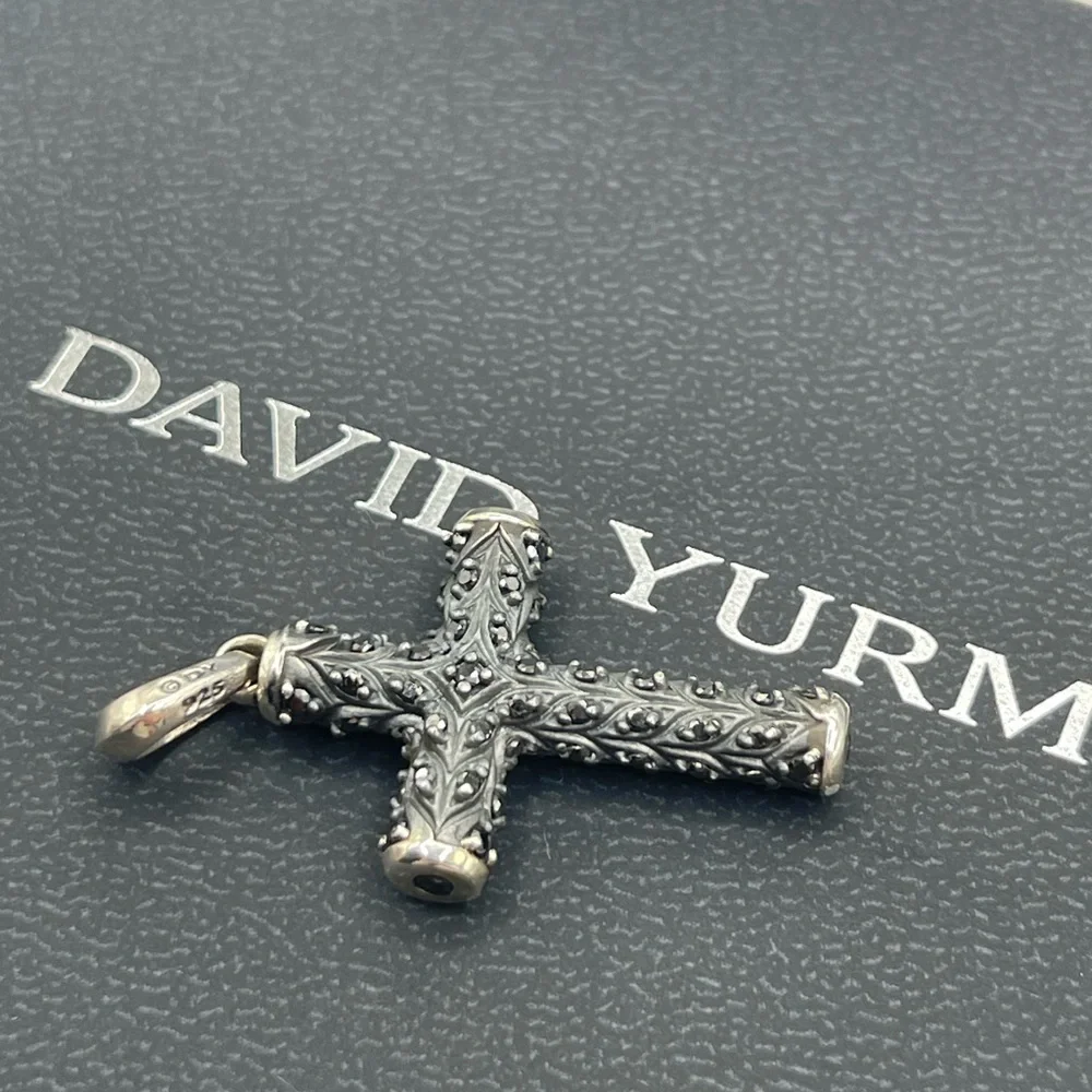 David Yurman Chevron Cross with Black Diamonds Pendant